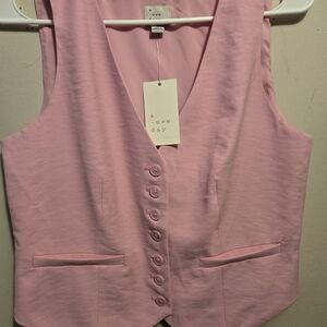 A New Day Pink Button-Up Vest